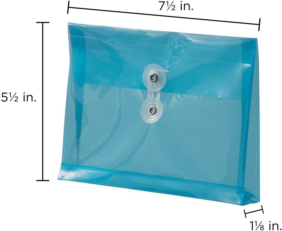 Index Plastic Envelopes - 24 Pack, Button & String Tie Closure, 5.5 X 7.5 Inches, Assorted Colors - View #2