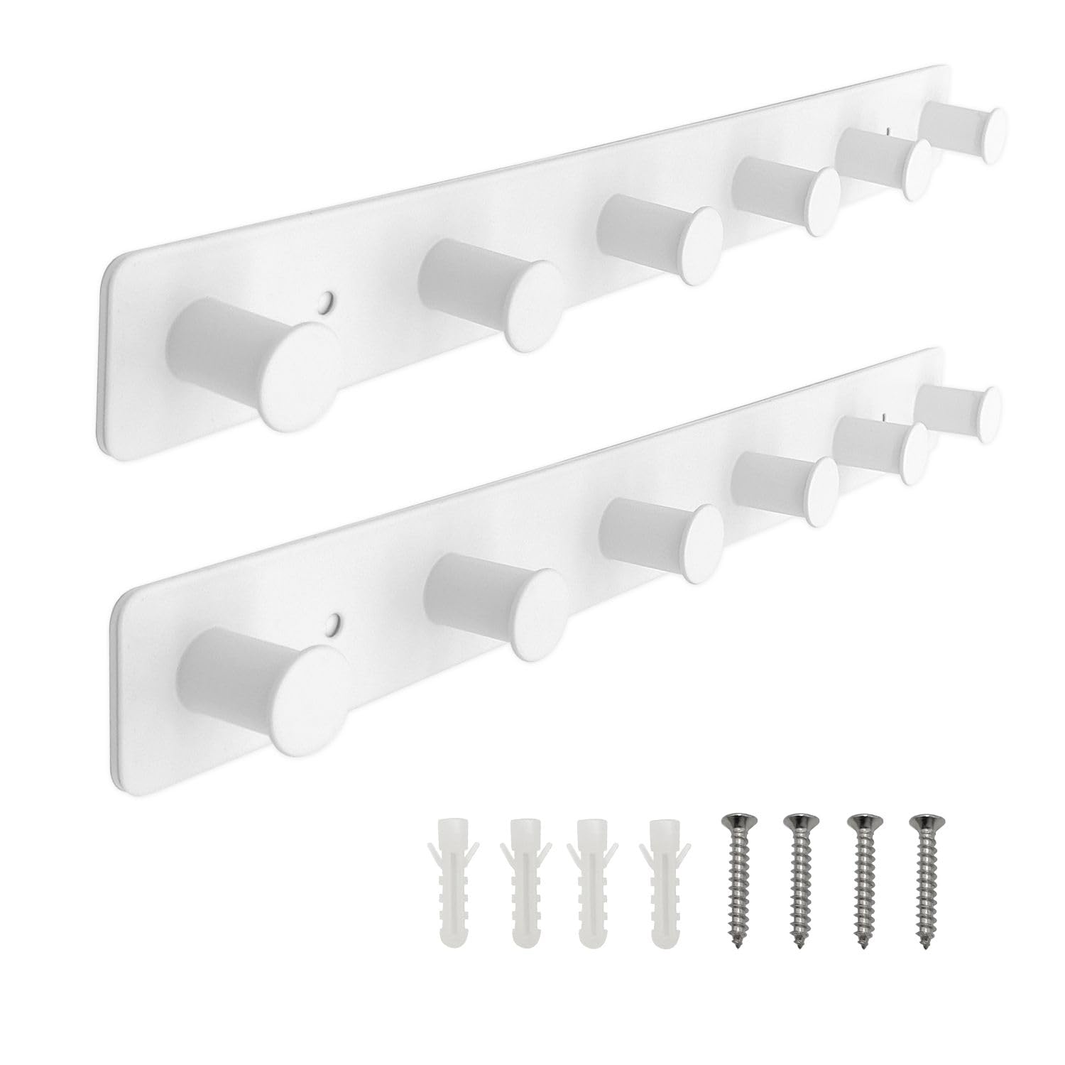 SYPEN 2 ganchos de pared de metal blanco, perchero de pared de 40 cm, estable y moderno, juego de ganchos de pared, colgador de chaqueta o pasillo