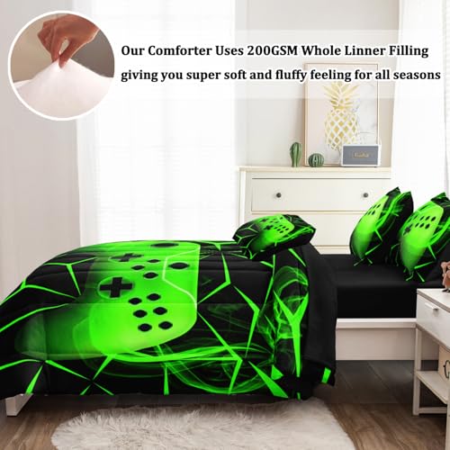 BERTSUCA Twin Gamer Bedding Sets for Boys Teen, 4 Pcs Gaming Twin Comforter Set for Boys, Kids Twin Bedding Set for All Season — view 5
