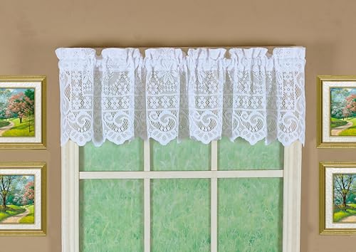 Today's Curtain Hopewell Premium Lace Valance 12", White, 58W x