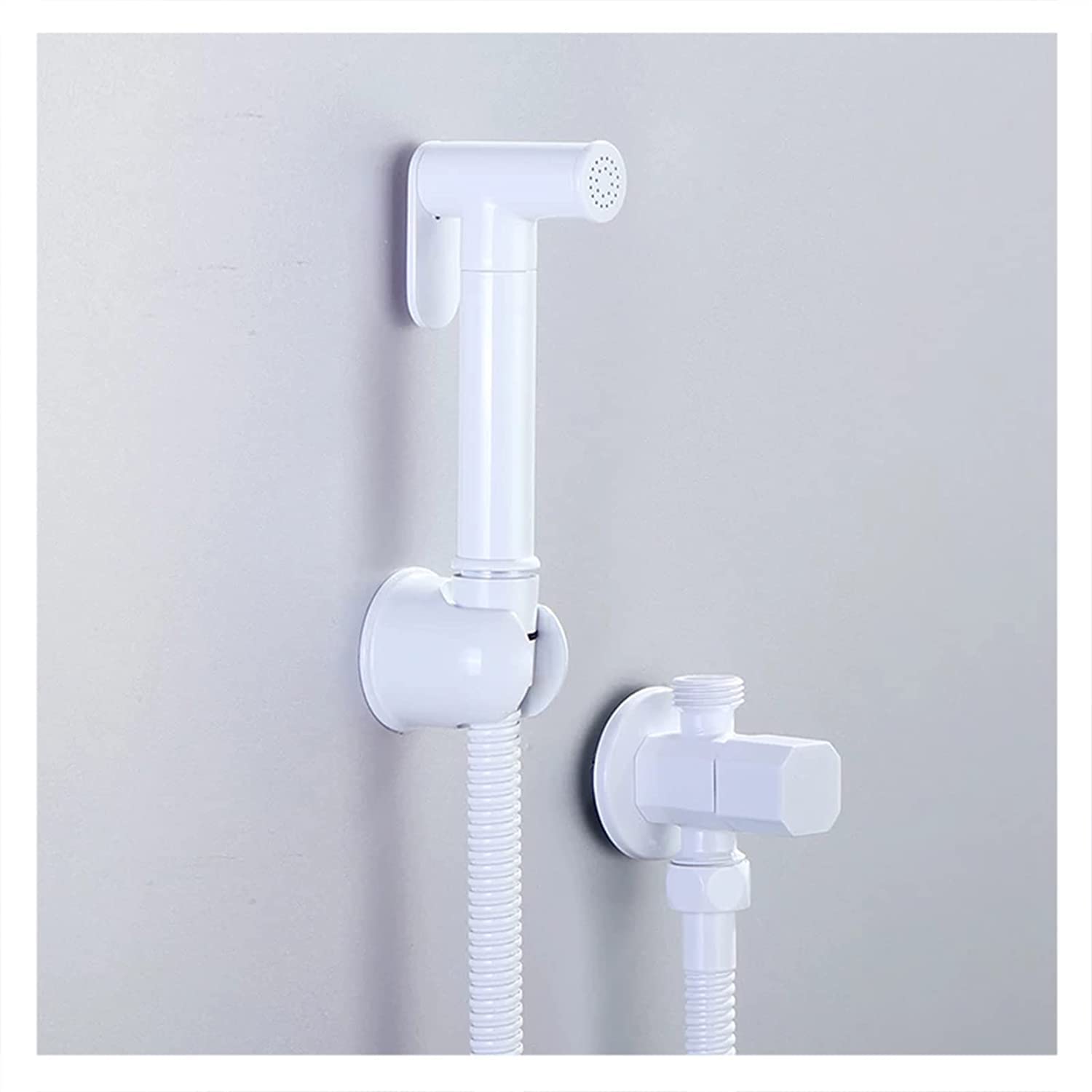 ZQFHSX Bidet Faucet, Handheld Toilet Sprayer, Solid Brass White Douche Kit, Shattaf Faucet Washer Shower Spout,B Set LWX
