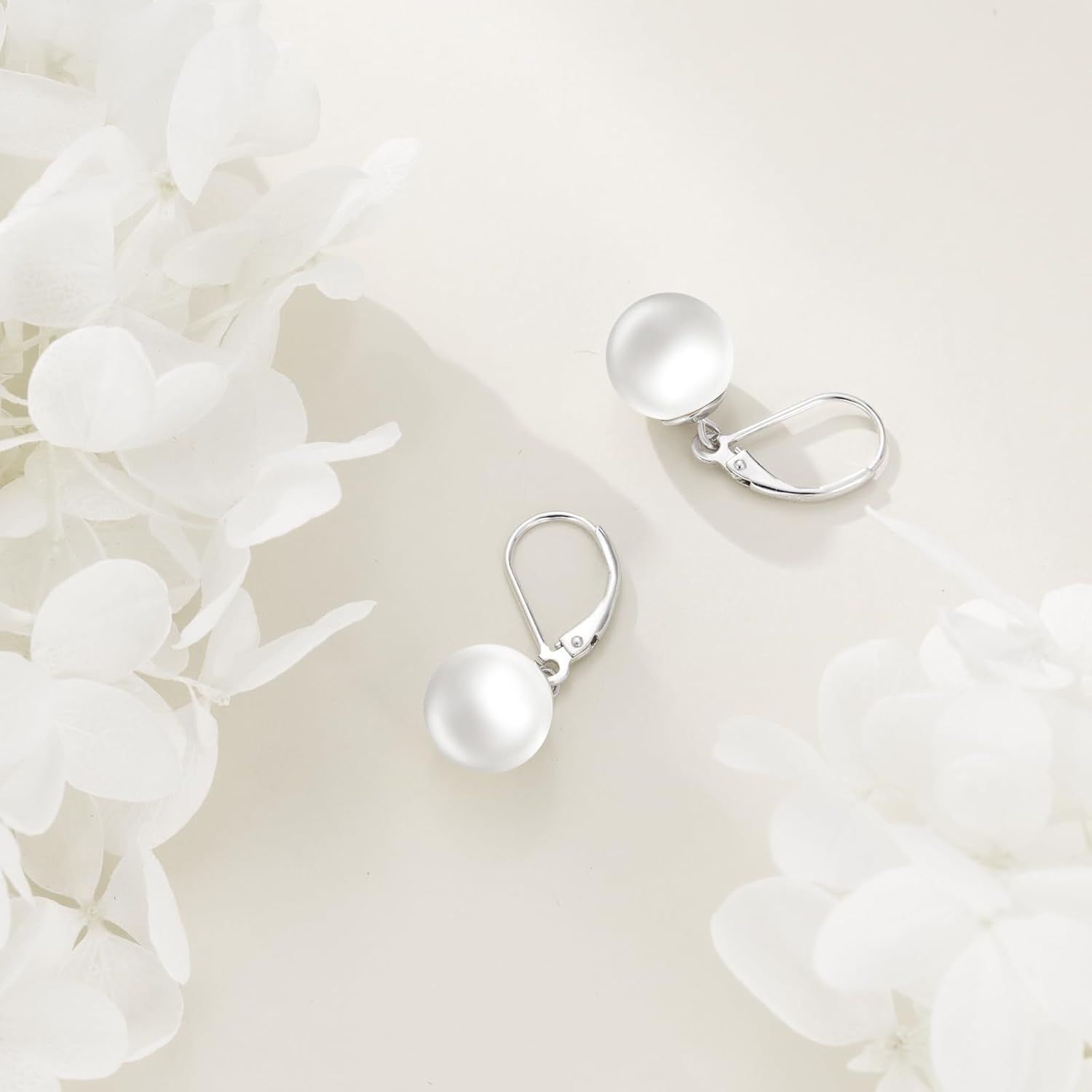 925 Sterling Silver Pearl Earrings for Women Pearl Leverback Dangle Drop Earrings Jewelry Gifts - Image 4