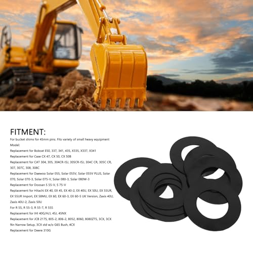 Image of 10PCS 40mm Bucket Pin Shim Kit for Kubota KH14 KH15 KH90, Friction Excavator and Skid Steer Bucket Pin Shim Replacement for CAT 303.5