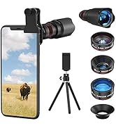 Selvim Lens Mobile Phone Lens Kit Lens Set, 4 Types of Lenses with Tripod, 22x Telephoto Lens, 25x Ma...