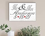 Mr & Mrs Personalized Sign With Wedding Date for Wedding Gift, Reception or Anniversary 16.5in x 10.5in Solid Wood