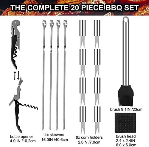 grilljoy 20PCS BBQ Tools Set, Stainless Steel barbecue Accessories in Storage Case, Complete Outdoor Grilling Barbecue Utensils Kit, Prefect BBQ Gift on Father's Day, Birthday, Christmas