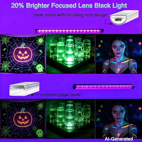 Image of TITO 395nm USB 1ft 10W Slim Black Light Bar for Glow Party & Uranium Glass