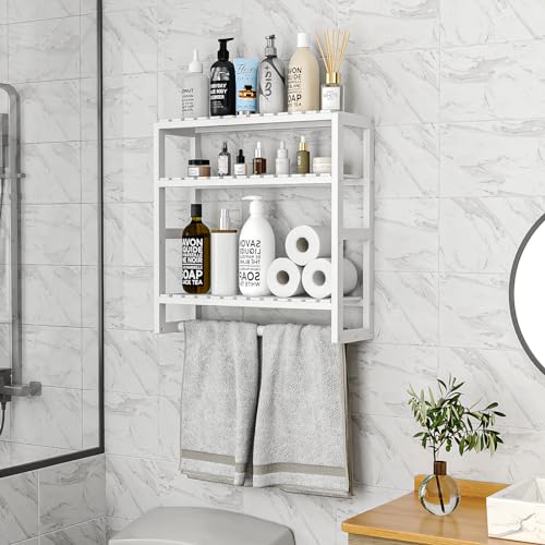 Towel Racks Bathroom Shelves Over Toilet Storage with Towel Bar 3...