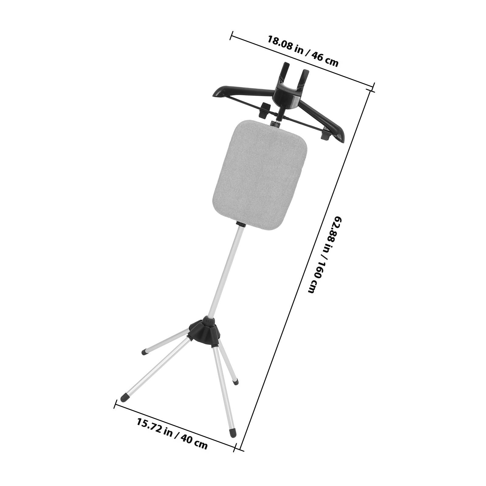 POPETPOP Soporte para Planchar Ropa Vapor, Perchero Plegable Tabla de Planchar Integrada, Altura Ajustable de 90-160cm, Base de Cuatro Patas Estable