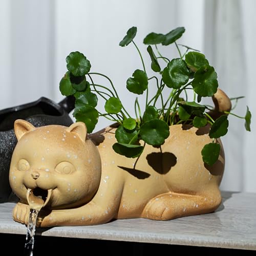 WNYAILLL Cracheur de Fontaine de Jardin, Garden Decor pour étang à koï, Paysager Décorations D'Aquarium, Jardin Extérieur Caractéristique De l'eau Cracheur D'Étang en Céramique(Yellow)