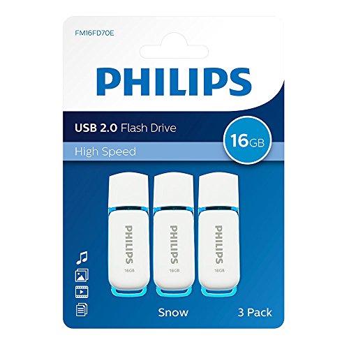 Philips Pack 3 USB 2.0 16GB Snow Edition Blue