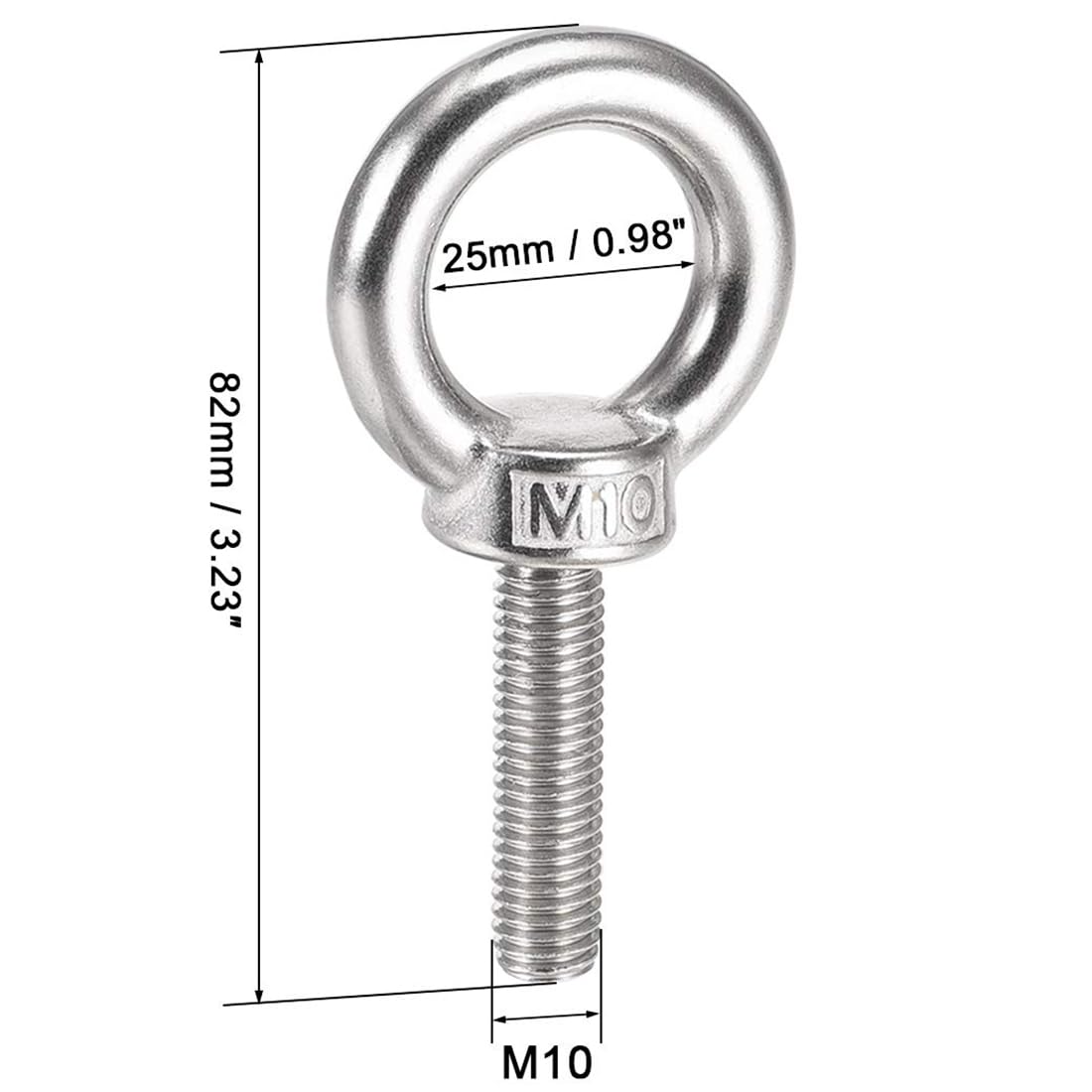TA-VIGOR 2Pcs M10 x 40mm Lifting Long Eye Bolt, 304 Stainless Steel Wall Expansion Anchor Bolts - Image 2