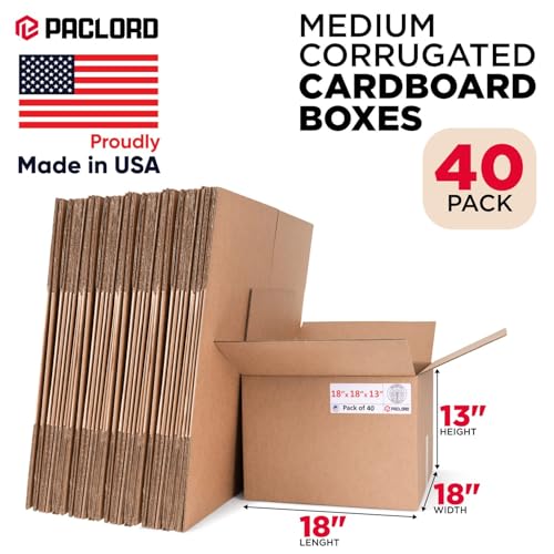 Image of Large Moving Boxes 18 inchL x 18 inchW x 13 inchH (Pack of 40) - USA-Made Cardboard Packing Boxes for Moving, Shipping, or Storage - USPS, UPS, FedEx Approved - Professional Packing Supplies | USA-Made Cardboard Packing Boxes for Moving, Shipping, or Storage - USPS, UPS, FedEx Approved - Professional Packing Supplies