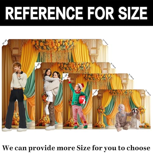 Image of Indian Pooja Backdrop Photography Background, Traditional Chatiya Navratri Ganpati Ganesh Marigold Backdrops Wall Decor for Durga Puja(7x5FT), Multi4