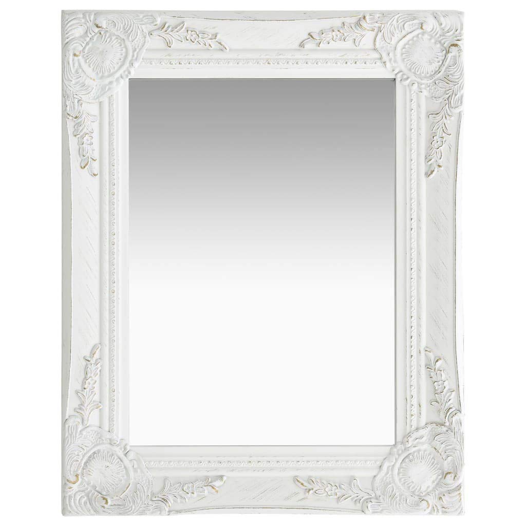 vidaXL Espejo de Pared Estilo Barroco Blanco 50x40 cm