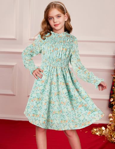 Image of GRACE KARIN Girls Long Sleeve Floral Dress Fall Winter Casual Dresses 6-14Y