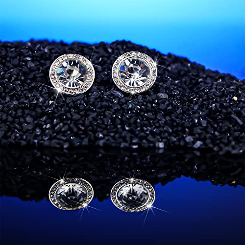 Bonuci 8 Pairs Rhinestone Competition Dance Earrings for Women Round Crystal Stud Earrings Diamond Jewelry for Dance Competitions Stage Performance Bridal Party4