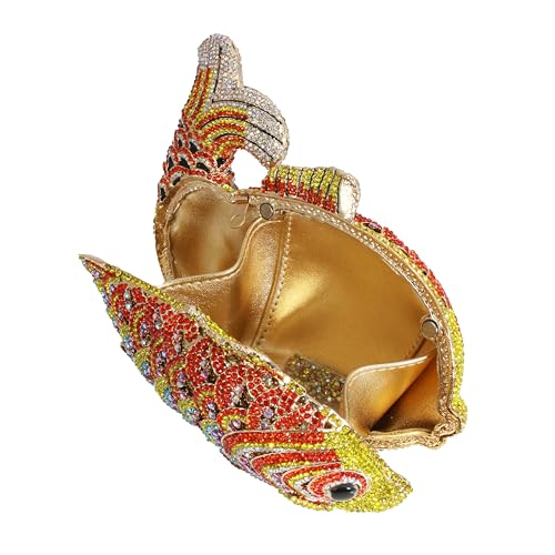 Image of Women Mini Fish Clutch Luxury Rhinestones Purse Sparkling Banquet Handbag Wedding Party Clutch Bag