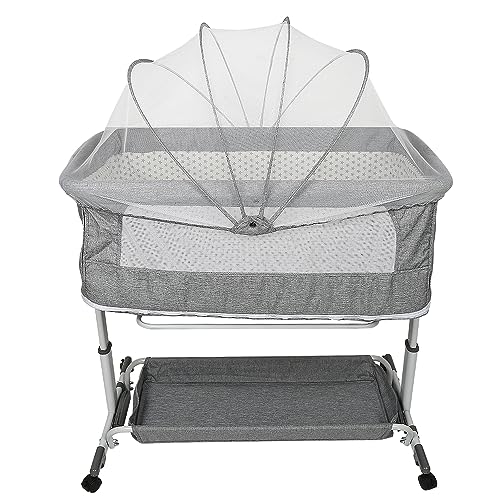 Culle basculanti,Letti,Lettini con sbarre,Lettini convertibili Culla con Materasso, per Neonati e Bebe dalla Nascita a 20 kg, Co-Sleeping, Campeggio, Leggero, Stabile, Regolabile (113*66*84cm)