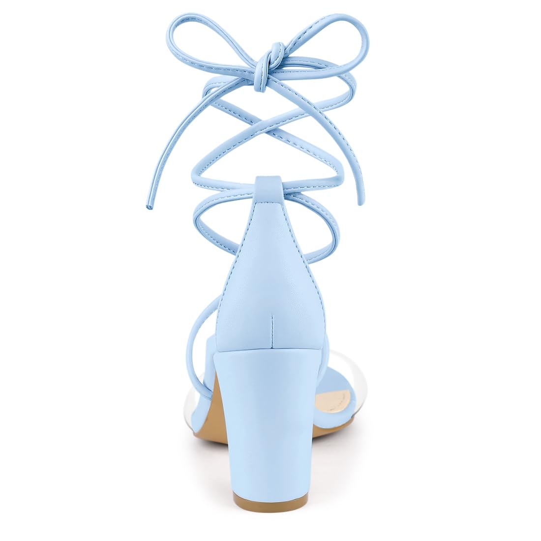 Allegra K Sandales à talons carrés à lacets pour femme, bleu, 38 EU