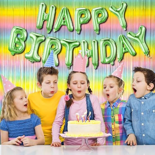 BDHYYM 4 Stück Lametta Vorhang Bunt Regenbogen Deko Luftschlangen Deko Glitzer Vorhang Geburtstag Deko Fransenvorhang Glitzervorhänge für Party deko Geburtstagsdeko Dekorations Bühnendekor (1mx2m)