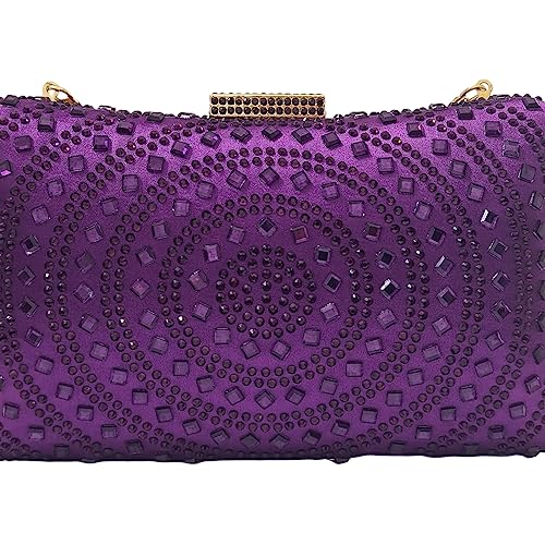 Image of Crystal Box Clutch Rhinestone Handbags For Women Party Purse Wedding Evening Bag