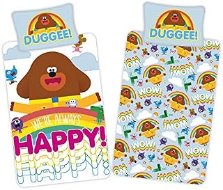 Hey Duggee Happy Single Duvet Cover - Official Reversible Bedding Set - Polycotton