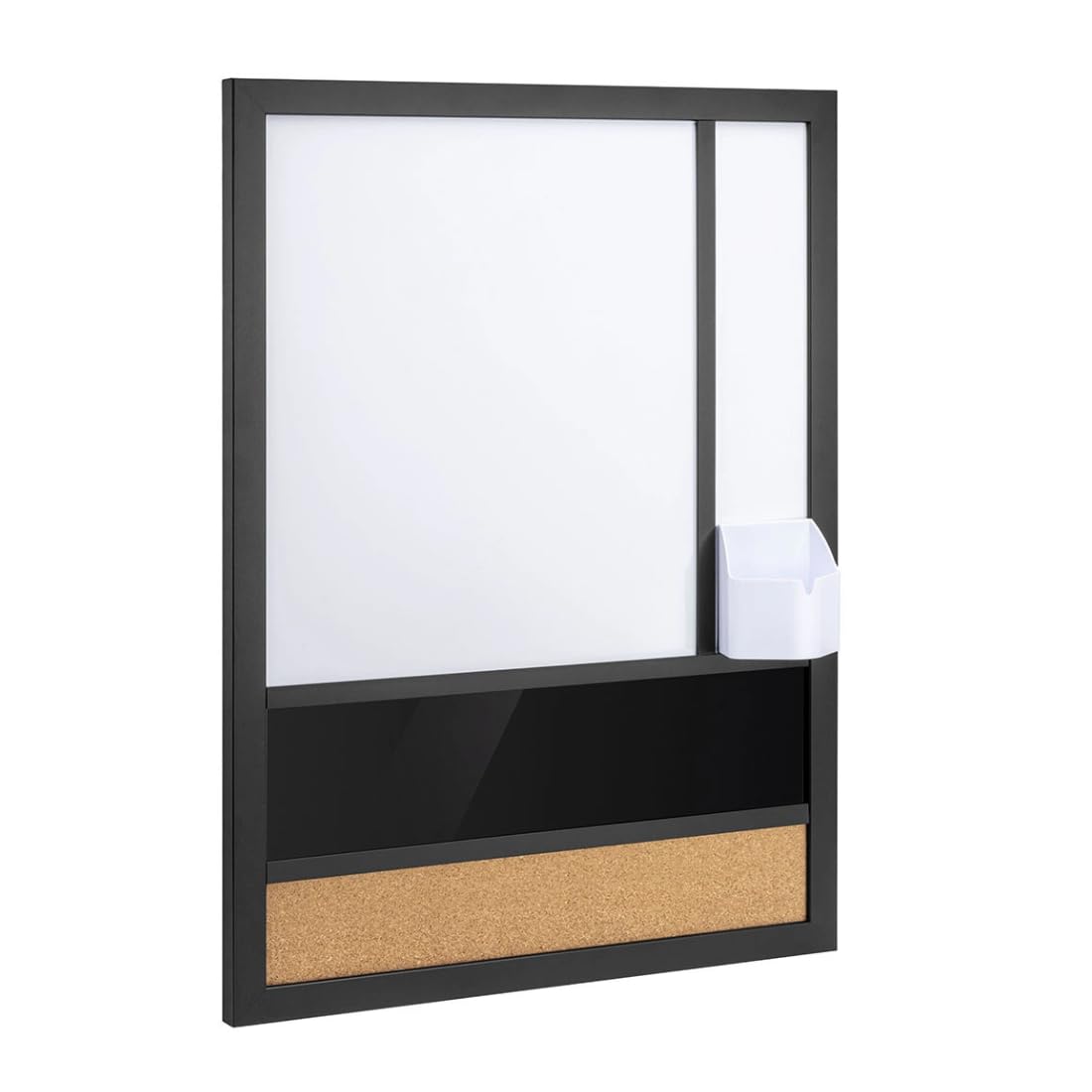 Spacetronik 3 in 1 Kombitafel Magnettafel Pinnwand Whiteboard 45x60 cm | Wandorganizer im Hochformat, Whiteboard Magnetisch, Kork Pinnwand, Integrierter Stiftehalter