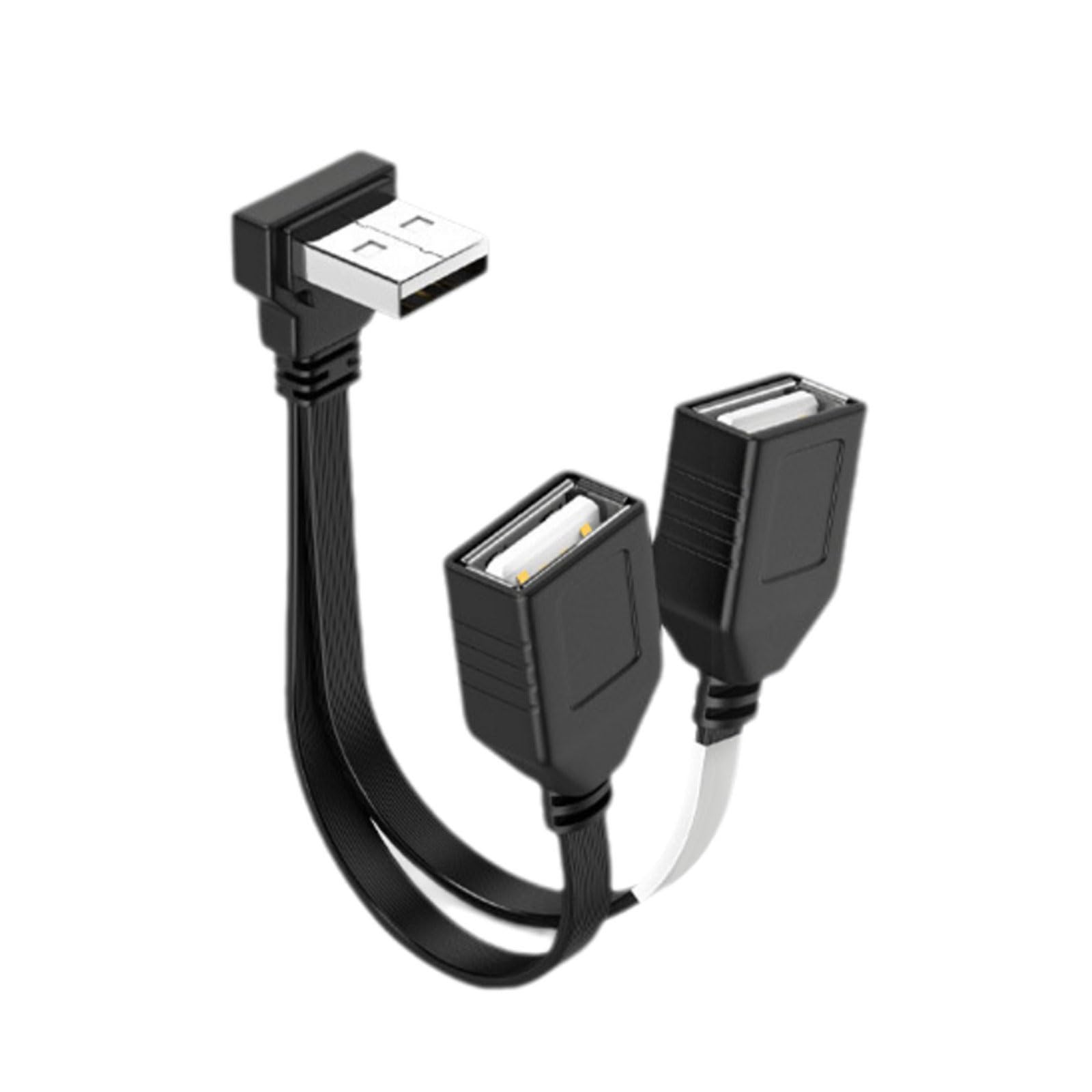Xjdzineq USB 2.0 Splitter Cable Male to Double Female Adapter Space Saving 90Degree for Efficient Charging and Data Transfer USB Splitter