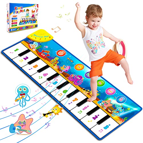 Foayex Valentines Day Gifts for Toddlers Boys & Girls Toys,Foldable Musical Toys, Learning Floor Mat with 8 Instrument Sounds-Touch Play for Early Education, Birthday Gifts for Baby Boys Girls