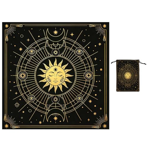 Nappe d'autel wicca phases de la lune avec sac de rangement tarot