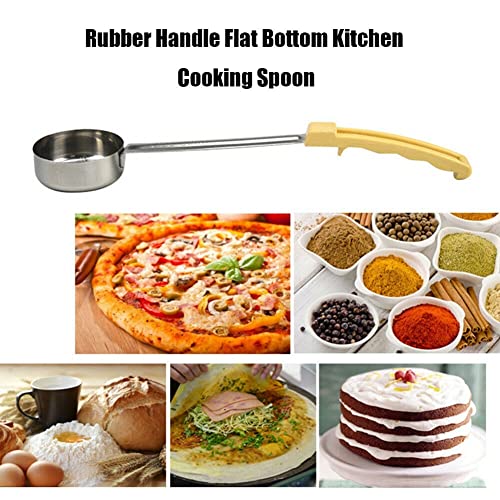 Folceretsc Pizza Spread Sauce Ladle Rubber Handle Flat Bottom Kitchen Cooking Spoon Stainless Steel Measuring Stir Soup Spoon -6 Oz - Image 4