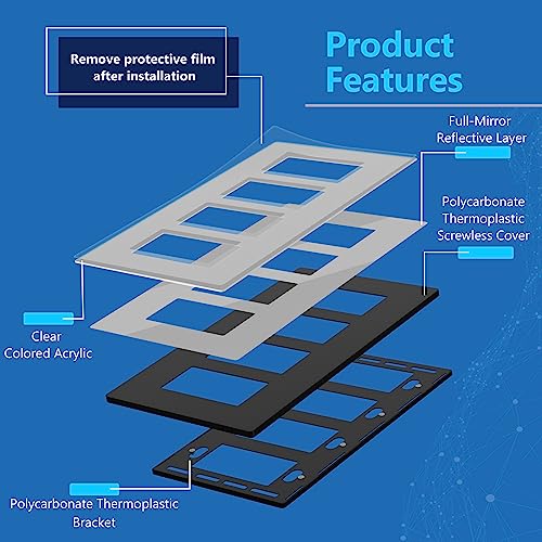 Image of LIDER Quadruple Decorator Wall Plate, Impact Resistant, Acrylic, Mirror Glass Silver, 1-Pack