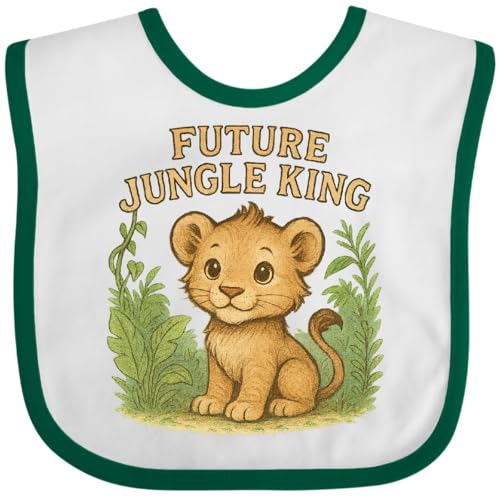 inktastic Future Jungle King Lion Baby Bib White and Green 46553