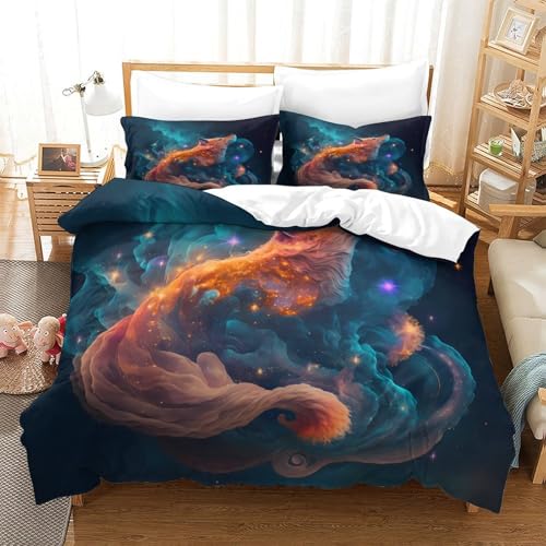 Parure de lit renard 3D en microfibre premium résistante avec fermeture éclair