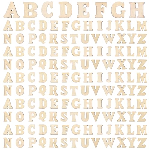 LIQWEI 200 Stück Holzbuchstaben, 15mm Unbearbeitete Holz Buchstaben, Klein Holzbuchstaben zum Basteln Naturholz Buchstaben DIY Bemalt Deko Zahl für Home Hochzeit Party Festival Dekoration