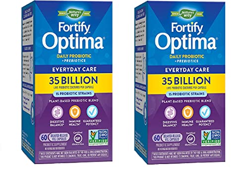 Nature's Way Fortify Optima 15 Probiotic Strains True Potency 35 Billion CFU, 60 Vegetarian Capsules (2 Pack)