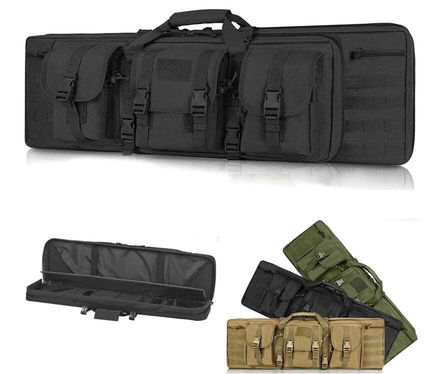 Housse carabine double antichoc avec poches pistolet et sangles sac à dos