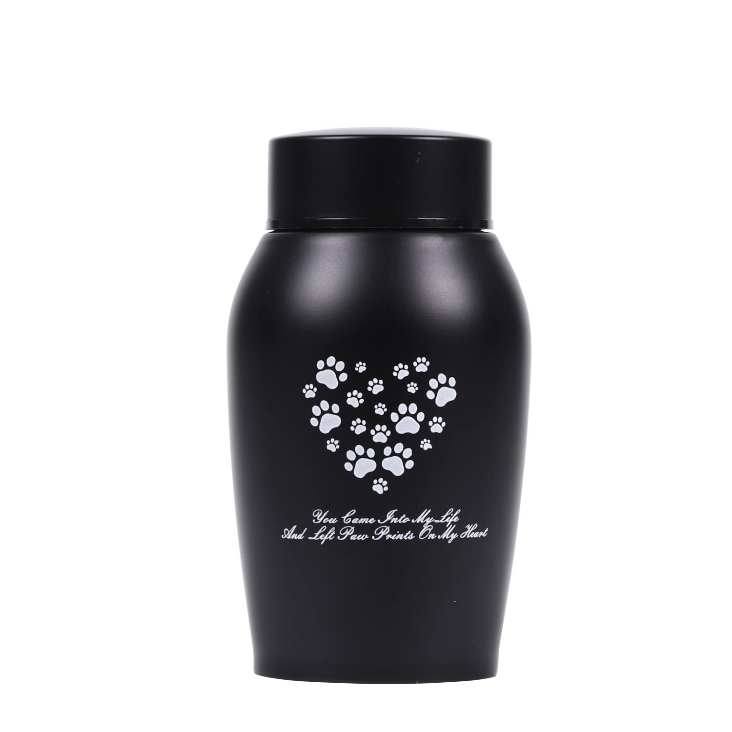 Youdear Memorials Stainless Steel Paw Print Black Pet Urn for Dog Cat Ashes
