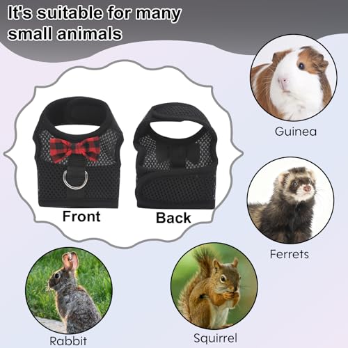 Image of Guinea Pig Harness and Leash,2packs Guinea Pig Clothes Baby Ferret Rats Hamster Soft Mesh Harness Leash for Decoration,Hamster Harness can be Adjusted to Any Size. (Black + Green)
