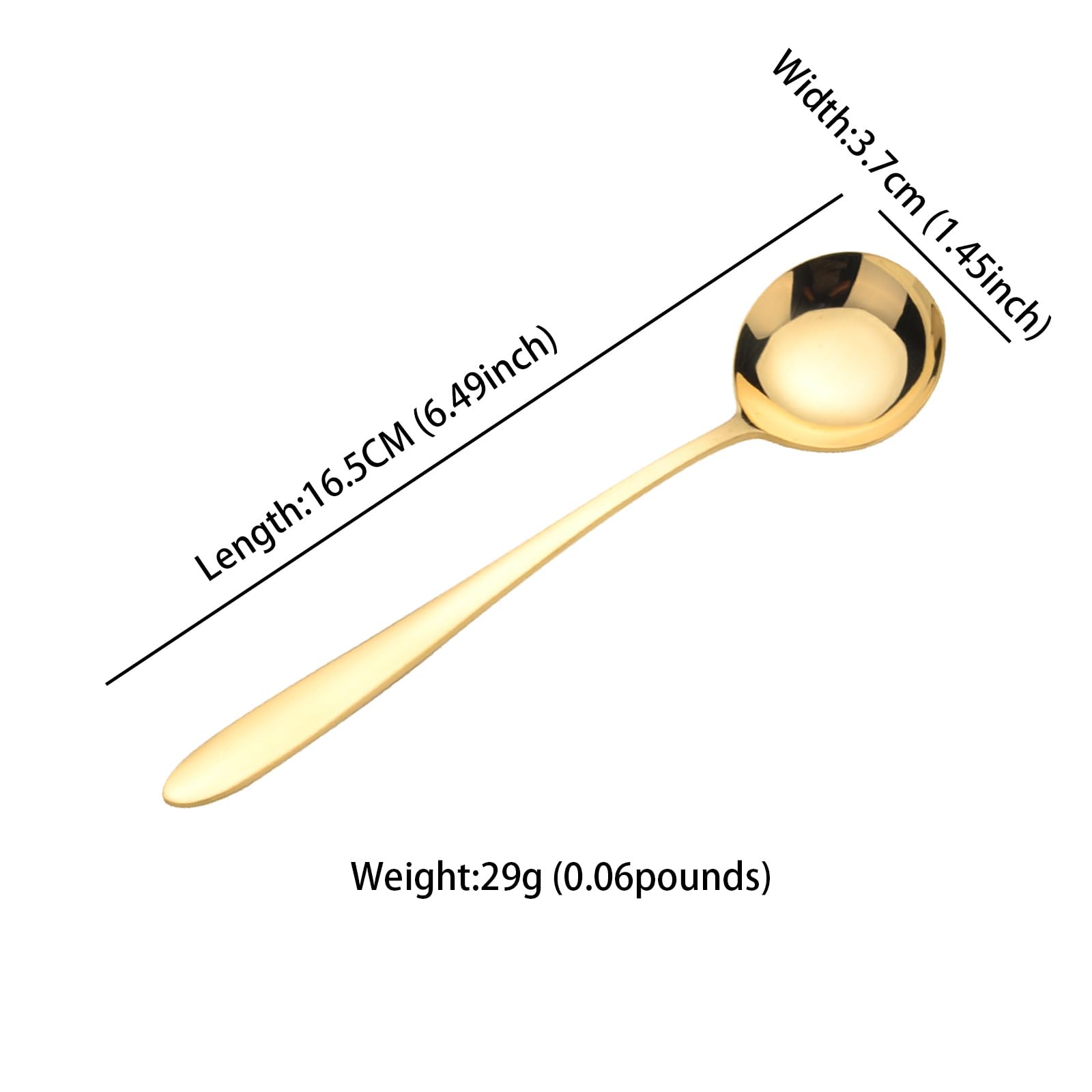 Cuillère à soupe 100 % cuivre pur, 16,5 cm en laiton forgé artificiellement finition miroir, cuillère à soupe de style japonais, adaptée pour la maison, les restaurants, les desserts, les gâteaux, la
