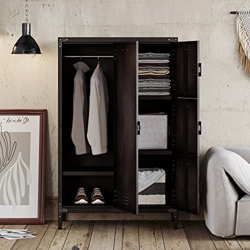 Letaya-Metal-Locker-Storage-Cabinet55-Steel-Retro-Wardrobe4-Doors-LockableAdjustable-Feet-Organizer-Locker-for-Employees-Home-Office-School-Gym-4-Door Letaya Metal Locker Storage Cabinet55 Steel Retro Wardrobe4 Doors LockableAdjustable Feet Organizer Locker for Employees Home Office School Gym 4 Door