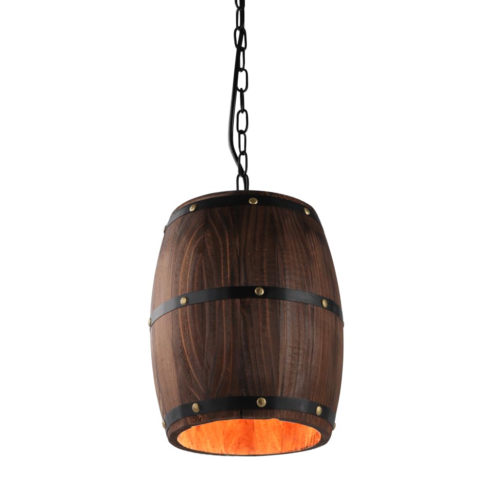 Wine Barrel Pendant Lamp Wooden Chandelier Vintage Hanging Rustic Ceiling Lamp Light Fixtures Hanging bar Lights for Bedroom Living Room Hallway Passway