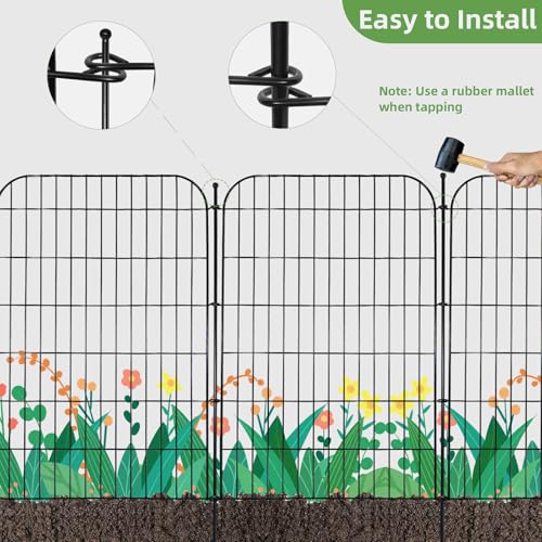 Decorative Garden Fence, 10 Panels 40 in(H) X 23.6 ft(L) Rustproof Metal Wire No Dig Dog Fence Outdoor for Yard, Temporary Tall Garden Fence Animal Barrier Decor for Yard & Patio