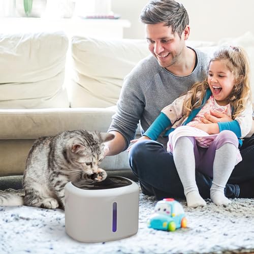 Fuente automática de agua para gatos 2.5L con luz LED miniatura 7