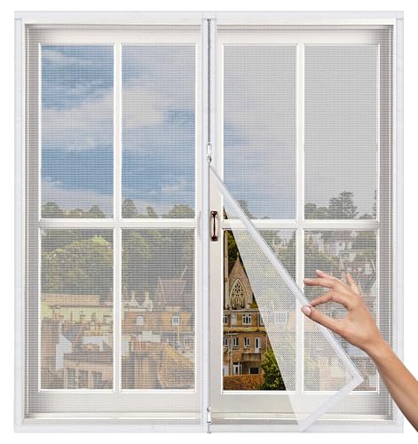 Woodluck Zipper Mosquito Net for Window | Height 5ft x Width 9ft | Color-White | Customizable Easy Install Mesh Screen with Double Zipper Hook | Window Net Protect Home from Mosquitoes & Insects