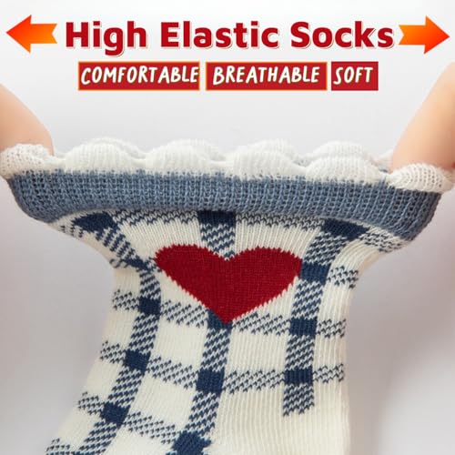 4 Pairs Toddler Baby Girl Boy Kids Socks, Cute Blue Soft Cotton Crew Socks, 0~5T4