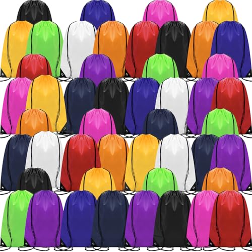 Image of Shappy Drawstring Backpack Bulk Sports Gym Cinch Bag Polyester String Bag for Men Women(10 Colors,50 Pcs)