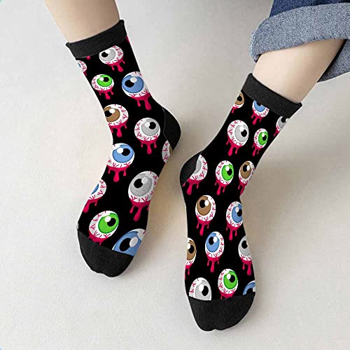 Image of Red Striped Crew Socks for Woman Size 6-8 Christmas Tree Moose Snowflake Dots Lines Girls Socks