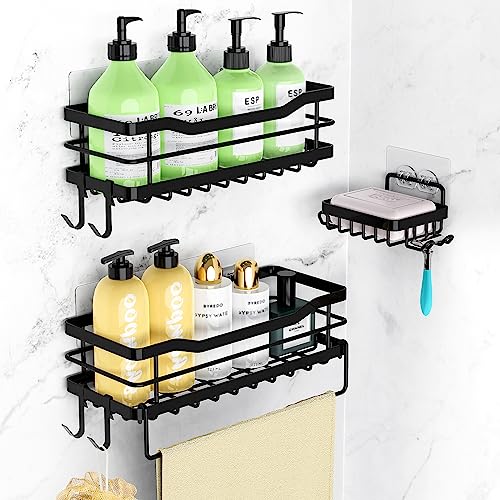 Mensola da Doccia Senza Foratura Portaoggetti Doccia Bagno 3 Pezzi Organizer Bagno